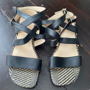 Nine West Black and Beige Strappy Sandals